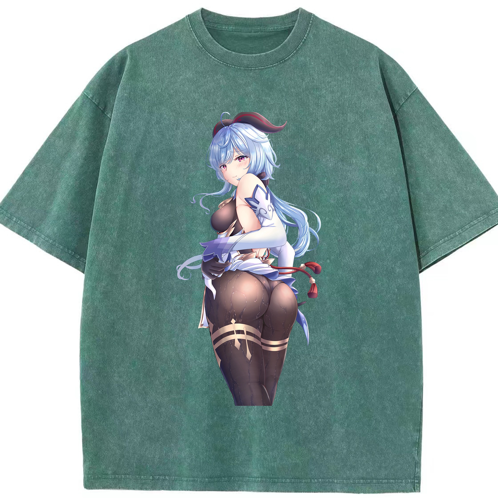 げんし神 甘雨 かんう genshin Ganyu 綿100% ヴィンテージ風 半袖Tシャツ（フロントプリント）